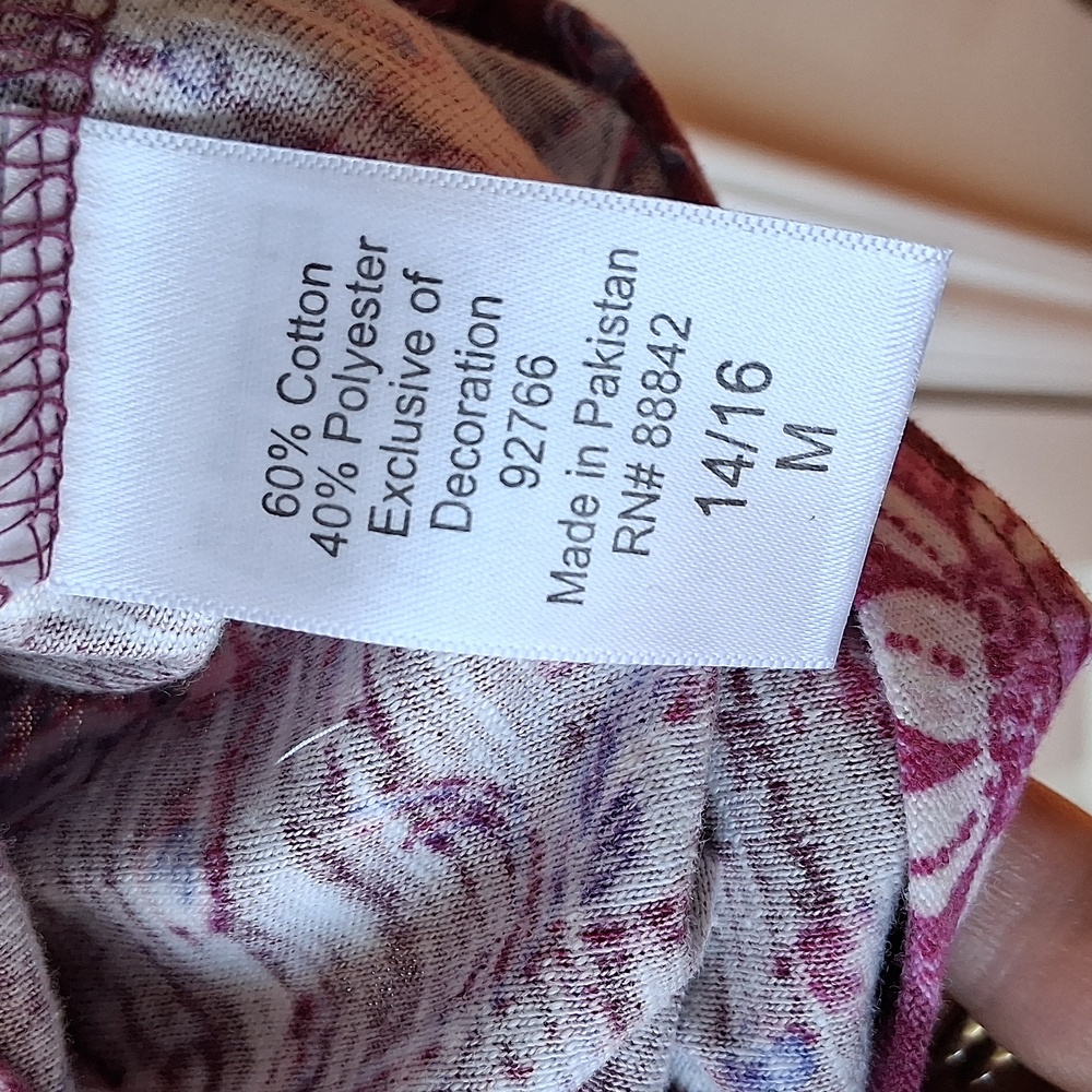 NWOT Woman Within Tunic Burgundy Floral Tunic Length Top - Picture 5 of 5